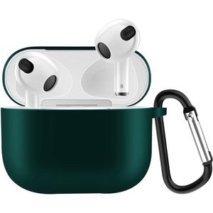 Lunso - Softcase cover hoes - Geschikt voor AirPods 3 - Donkergroen