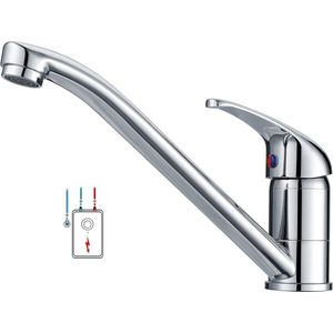 360° draaibare lage druk keukenkraan messing waterkraan met 3 aansluitingen-koud water-waterboiler-chroom