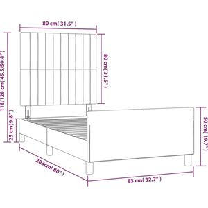 vidaXL - Bedframe - zonder - matras - 80x200 - cm - stof - donkergrijs