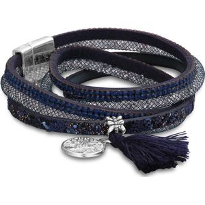 Montebello Armband Rani Blue - PU Leer - Bedels - 19cm