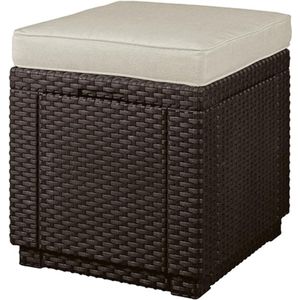 Keter - Cube Tuinstoel met Kussen - 42 x 42 x 39 cm Bruin/beige