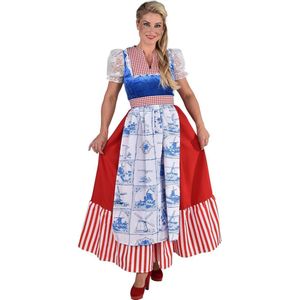 Magic By Freddy's - Boeren Tirol & Oktoberfest Kostuum - Boerin Hollandse Klederdracht Delfts Blauwe Tegel - Vrouw - Rood / Wit / Blauw - Medium - Bierfeest - Verkleedkleding