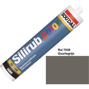 Soudal Silirub Color - Siliconekit - Montagekit - ook voor sanitaire ruimten - koker 310 ml - RAL 7039 - Kwartsgrijs