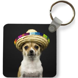 Sleutelhanger - Uitdeelcadeautjes - Hond - Sombrero - Zwart - Plastic