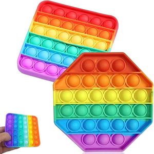 Push and Pop Bubble Sensory Fidget Toy - Angstverminderend Vingerspeelgoed voor ADHD - 2 Stuks (Regenboog)