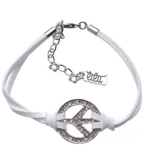 Behave Armbandje van suede met peace teken en steentjes