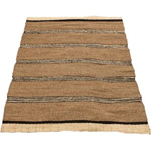 J-Line tapijt Gevlochten - zeegras-palmblad - naturel/zwart