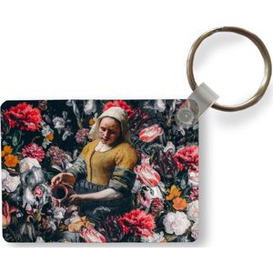 Sleutelhanger - Vermeer - Melkmeisje - Bloemen - Uitdeelcadeautjes - Plastic