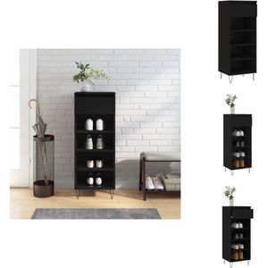 vidaXL Schoenenrek - Schoenenrekken - Opbergrek Voor Schoenen - Schoenenstellage - Schoenenkast 40x36x105 cm bewerkt hout zwart