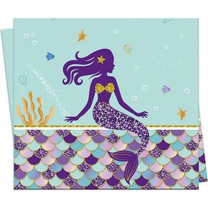 Zeemeermin Tafelkleed - Turquoise / Paars - Partykleed - Thema Mermaid / Zeemeermin