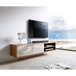TV-meubel Kleo acacia natuur 160 cm 2 deuren zwevend lowboard