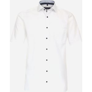 CASA MODA modern fit overhemd - korte mouw - popeline - wit - Strijkvrij - Boordmaat: 39