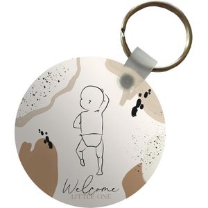 Sleutelhanger - Geboorte - Welcome little one - Baby - Spreuken - Quotes - Plastic - Rond - Uitdeelcadeautjes