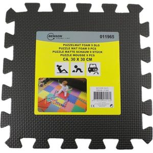 Puzzelmat van Foam – 30x30cm 9 Delig – Vlo – Speelmat voor Baby’s en Kinderen – Zwart