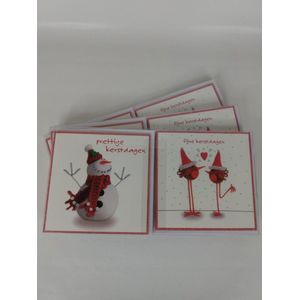30 Luxe Kerstkaarten en nieuwjaarskaarten met envelop - 2 Motieven - enveloppen- Glitter -  twee vogels lange poten -