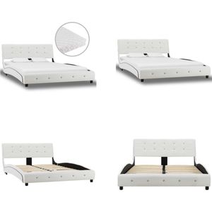 vidaXL Bed met matras kunstleer wit 120x200 cm - Bed - Bedden - Tweepersoonsbed - Tweepersoonsbedden