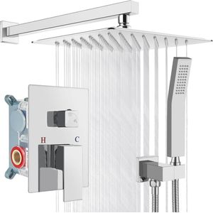 12 Inch Regendouche Systeem met Vierkante Douchekop en Handdouche - Luxe Badkamer Set