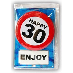 Happy Birthday kaart met button 30 jaar