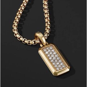 Heren Ketting met Diamant Hanger (Zirkonia) - Minimalist - Goud Kleurig - Kettingen Dames - Cadeau voor Man - Mannen Cadeautjes