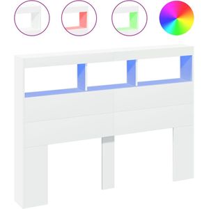 vidaXL - Hoofdbordkast - met - LED-verlichting - 140x17x102 - cm - wit