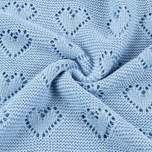 Babydeken van 100% katoen - knuffelig gebreide deken ideaal als pasgeboren baby, 100 x 80 cm (blauw)