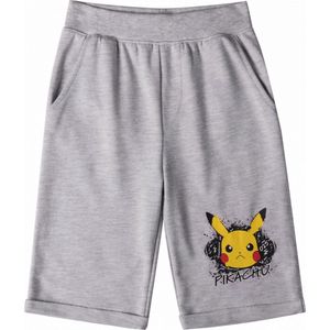 Pokemon jongens short / bermuda / korte broek met Pikachu opdruk, grijs, maat 110