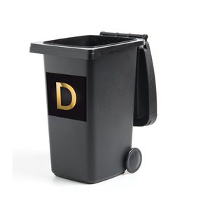 Container sticker Letter D illustratie - Een illustratie van de letter D in het goud Klikosticker - 40x40 cm - kliko sticker - weerbestendige containersticker
