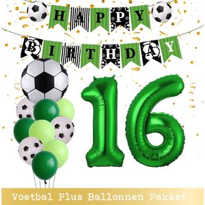 Cijfer Ballon 16 Jaar - Voetbal Ballonnen - Snoes - Pluspakket - set van 12 Sport Voetbalfan Voetbal Jongen/Meisje - Sportieve - Voetbal Vrouwen Mannen - Kinderfeestje - Verjaardag - Helium Ballon 16