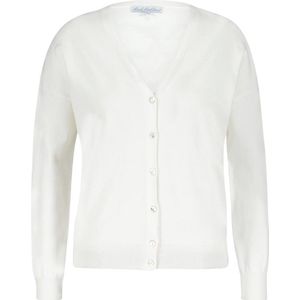 Red Button Vest Cardigan Fine Knit Srb4196 Off White Dames Maat - L