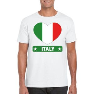 Italie hart vlag t-shirt wit heren L