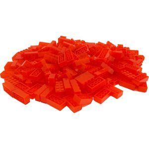 100 Bouwstenen 2x4 | Transparant Oranje | Compatibel met Lego Classic | Keuze uit vele kleuren | SmallBricks