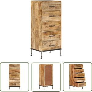 The Living Store Ladekast 45x35x106 cm massief mangohout - Ladekast - Mangohout Meubels - Vintage Kast - Industrieel Design - Opberglade