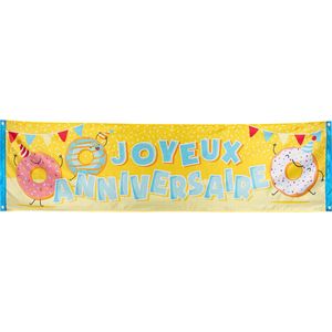 Boland - Polyester banner Donut 'Joyeux Anniversaire' - Pastel - Pastel