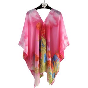 Emilie Scarves - pareo - strand poncho - bloemenprint - roze