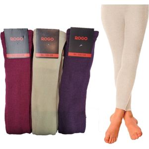 Rogo Meisjes Maillot Legging - 3-Pack - Paars/Bordeaux/Beige - Kinderen - Maat 134/140