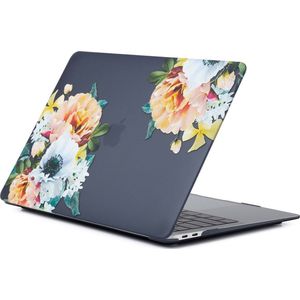 Case geschikt voor Apple MacBook Air 13 (2010-2019) - Mobigear - Design Serie - Hardcover - Flowers Black - Geschikt voor Apple MacBook Air 13 (2010-2019) Cover