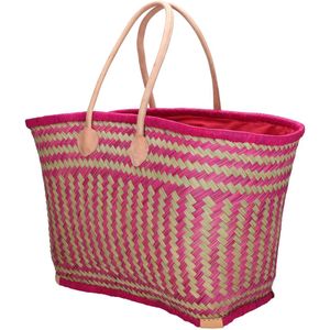 Beagles Bozaka Rieten Mand - Picknick - Strand - Riet - Zomer - Fuchsia