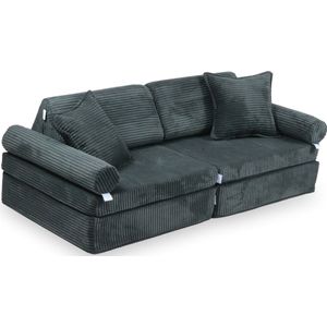 Mini Kinderzetel - Speelsofa- Rib velvet - Graphite Comfort (inclusief 2 bolsters en 2 kussens) Modulaire bank