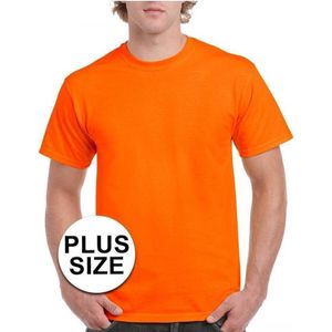 Grote maten fel oranje shirt voor volwassenen 4XL