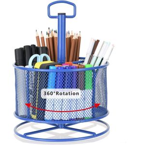 Bureau Organizer Mesh met 360° Draaibare Multifunctionele Pennenhouder - 4 Compartimenten Desktop Stationery Organizer - Thuiswerk Caddy Rack - Zwart
