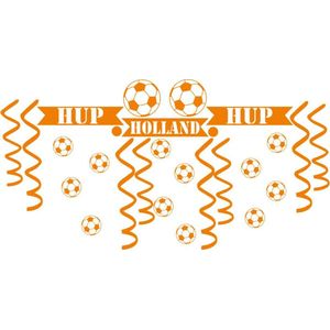 27 delige voetbal EK WK sticker set herbruikbaar serpentine, confetti hup holland hup | Rosami Decoratiestickers