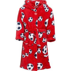 Playshoes - Fleece badjas voor kinderen - Voetbal - Rood - maat 122-128cm