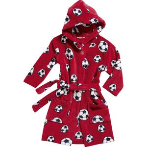 Playshoes - Fleece badjas voor kinderen - Voetbal - Rood - maat 122-128cm