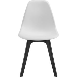 In And OutdoorMatch Eethoek Lisandro - Glazen eettafel - Met 4 witte en zwarte stoelen - Hoogwaardig design - Stijlvolle uitstraling