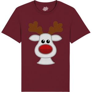 Rendier Buddy - Foute Kersttrui Kerstcadeau - Dames / Heren / Unisex Kleding - Grappige Kerst Outfit - Knit Look - T-Shirt - Unisex - Burgundy - Maat XXL