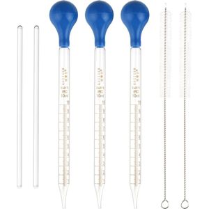 Glazen Pipetten Set van 3 - 10 ml met Reinigingsborstels en Roerstaafjes voor Laboratoriumgebruik