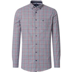 Redmond comfort fit overhemd - Oxford - blauw - wit en rood geruit - Strijkvriendelijk - Boordmaat: 41 - 42