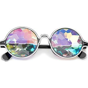 Caleidoscoop bril met LED - Feestartikelen - Lichtgevende bril - Feestbril - Party bril - Wit