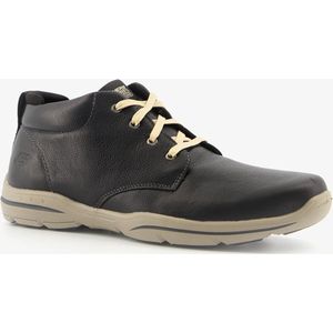 Skechers Harper - Melden leren heren veterboots - Zwart - Maat 40 - Extra comfort - Memory Foam