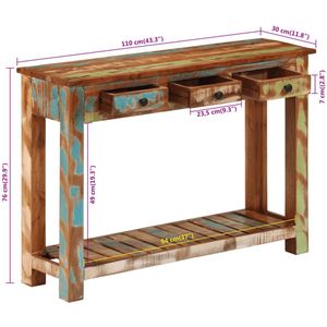 vidaXL - Wandtafel - 110x30x76 - cm - massief - gerecycled - hout